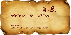 Mühle Emiliána névjegykártya